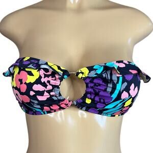 Ella Moss Isla Tulip Floral Bandeau Strapless Bikini Top Size Medium
